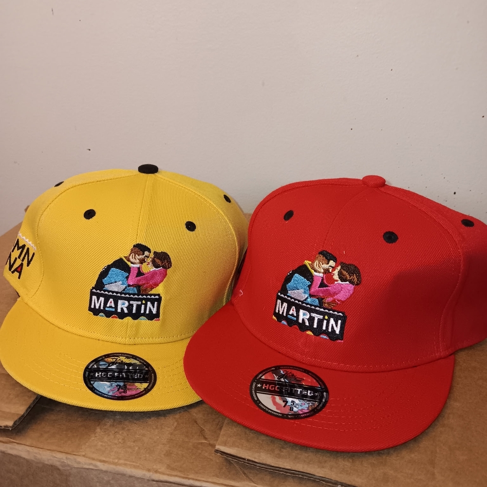 Martin Yellow and Red Embroidered Fitted Caps